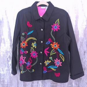 Vtg White Stag ElectricFloral Dopamine WearableArt DenimJacket Women's 8/10